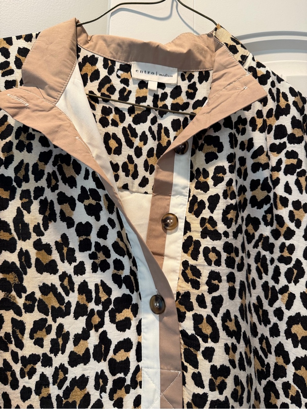 entro Leopard Print dress with Taupe Trim - Picture 3 of 5